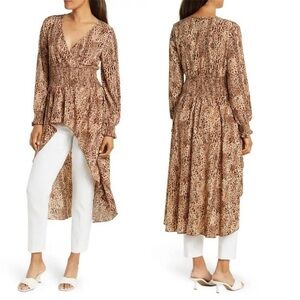 Patrizia Luca Brown Animal Print High-Low Dress